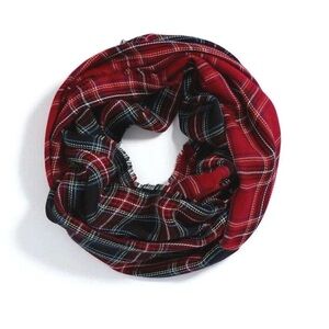 J. Jill mixed-plaid yarn dyed infinity scarf with eyelash fringe